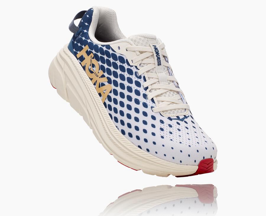 Hoka One One Mens Running Shoes - Rincon 2 - White/Blue - NBRQ94035
